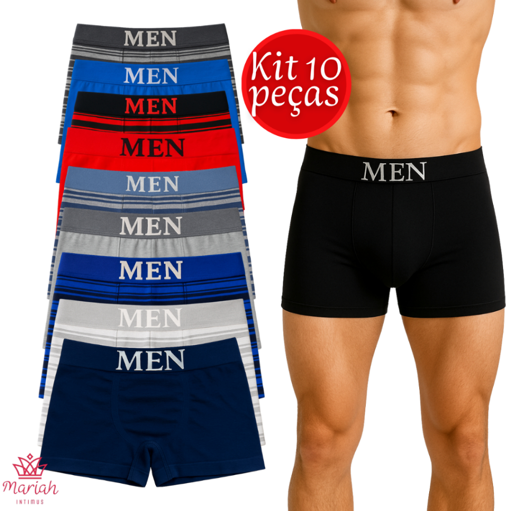 Kit Até 10 Cuecas Adulto Boxer Box Microfibra Premium - Cores Aleatórias