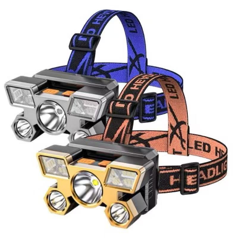 Lanterna Holofote De Cabeça 5 LED Super Brilhante À Prova D 'Água USB Recarregável 4 modos em Oferta na Shopee