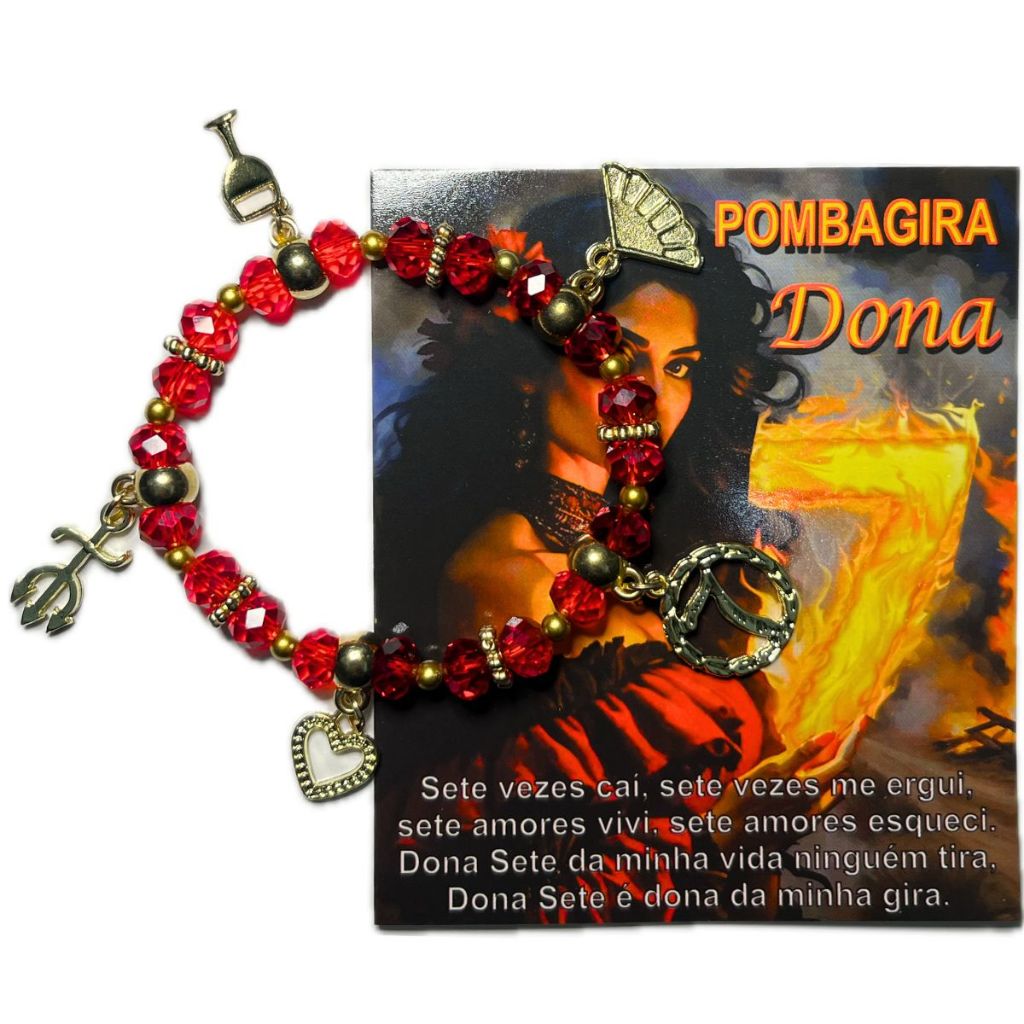 Pulseira de Dona 7 Pombagira com Pingentes - Orixá Entidade Umbanda Candomblé