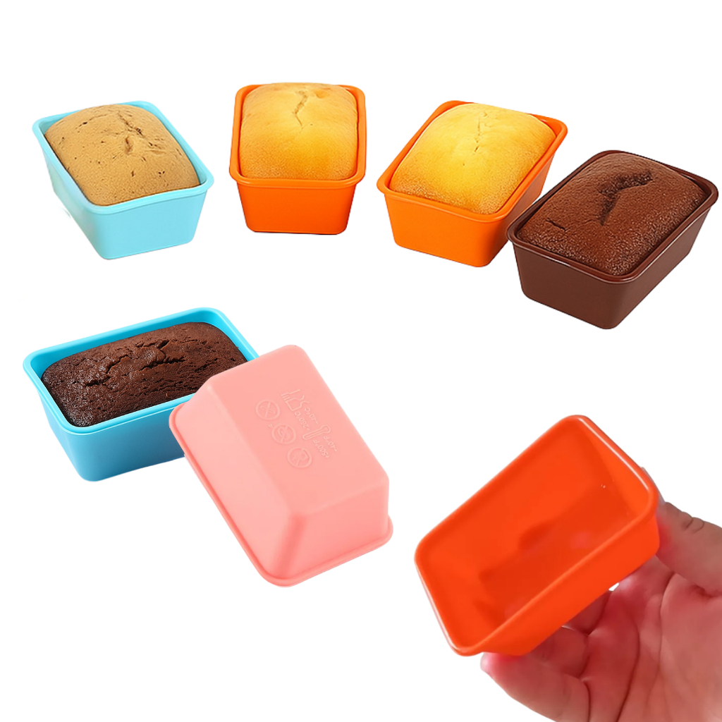 Forminha de Silicone Bolinho Doces kit 6 ou 12 forma Cupcake Retangular Molde Silicone Coloridas