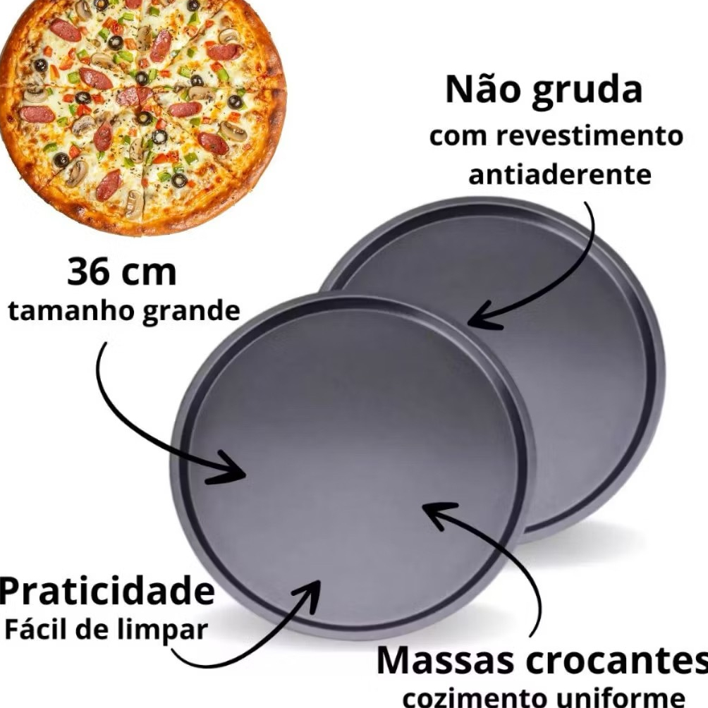 Forma Para Pizza 30cm/32cm/36cm Antiaderente Teflon Reforçada