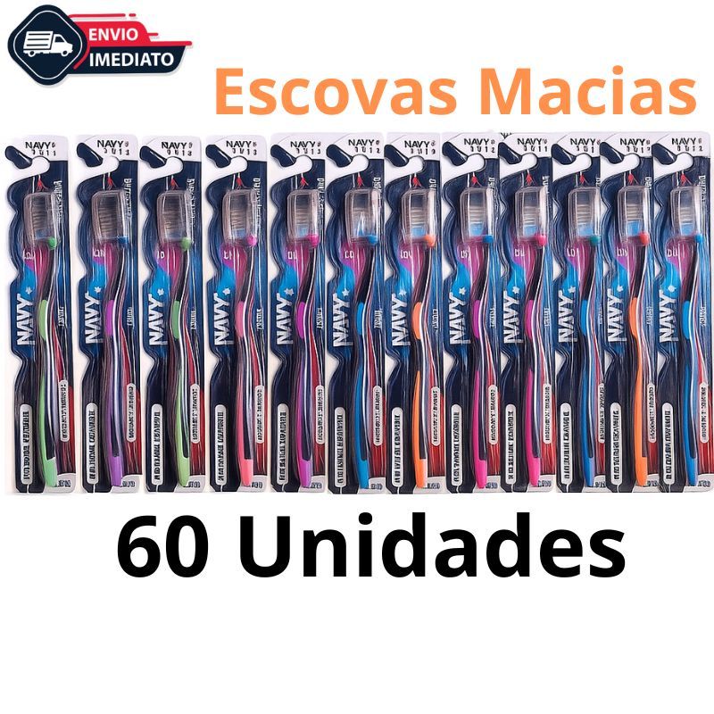 Kit 60 Escovas De Dente Macia Adulto Com Capa Protetora e Limpador De Lingua escova dental