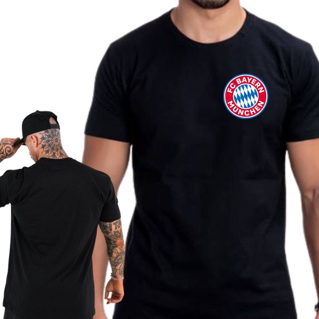 Camiseta BAYERN DE MUNIQUE, Mas/Fem Estampa em DTF, Preta ou Branca, Algodão FIO 30.1, Reforçada