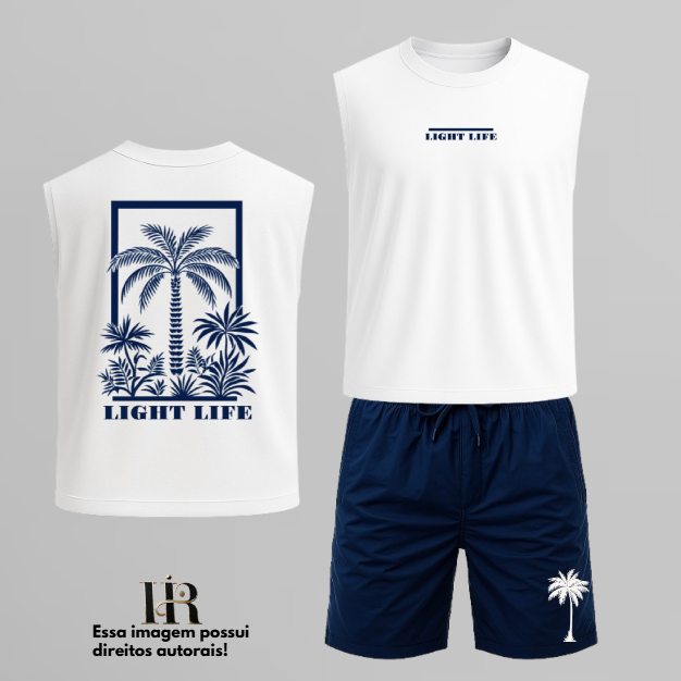 Kit Camiseta Regata Oversized + Short Tactel Masculino Moda Praia Lançamento em Oferta na Shopee