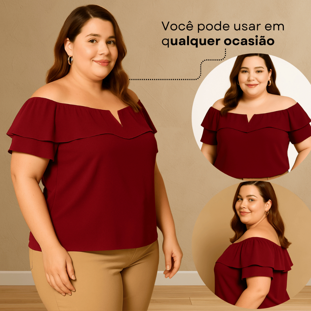 Blusa Ciganinha Duas Formas de Usar Elegante Social Linha Luxo