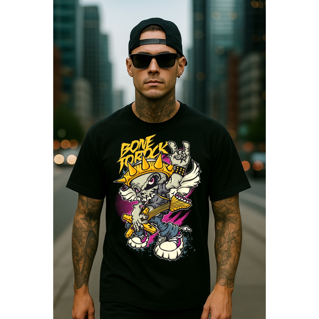 Camiseta Estampada Rock For Rok 100% Algodão Camisa StreetWear