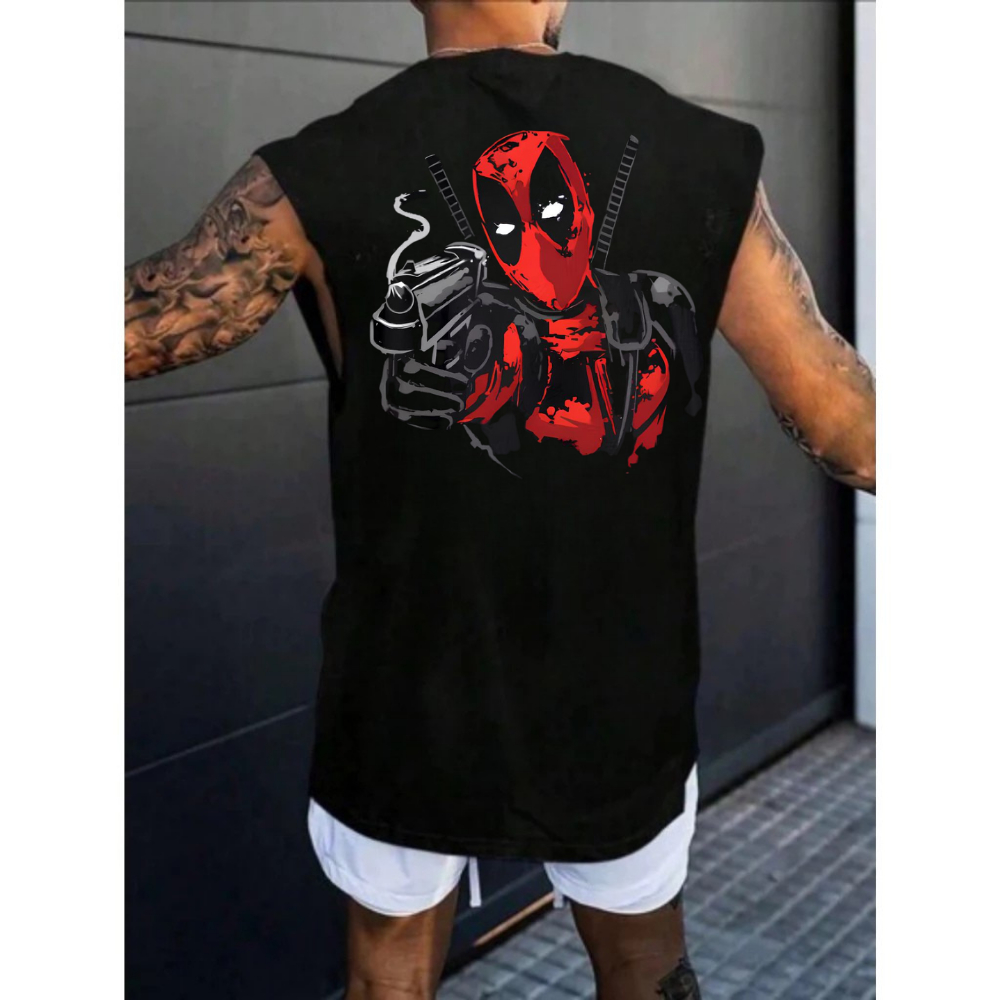 Camiseta Regata Masculina Oversized Para Academia Com Deadpool Lançamento