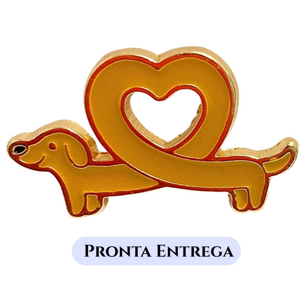 Pin Broche Boton Metal PET Cachorro Love Dog Coração