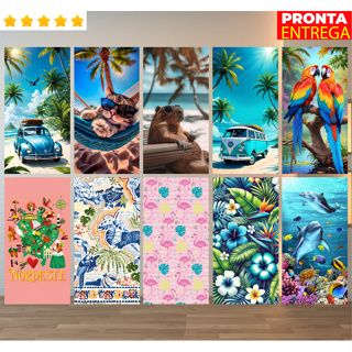 TOALHA DE PRAIA PISCINA BANHO FELPA ESTAMPADA ESCOLHA A SUA! em Oferta na Shopee