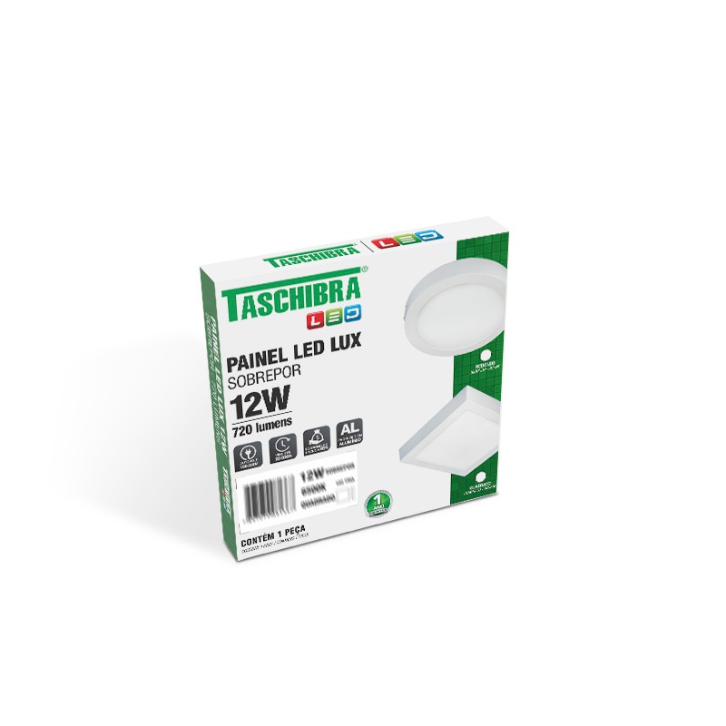 PAINEL LED 12W LUX QUADRADO SOBREPOR 6500K TASCHIBRA