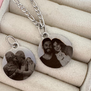 Corrente com Pingente Redondo Com Foto Personalizado Inox em Oferta na Shopee