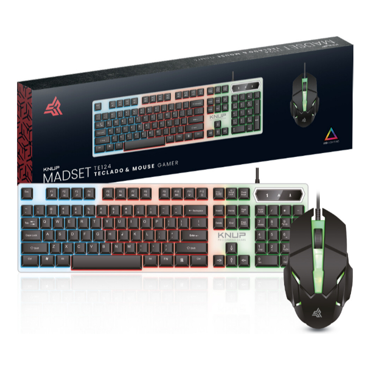 Kit Teclado E Mouse Gamer Com Fio E Led Rgb Knup - Kp-te124 Iluminação RGB