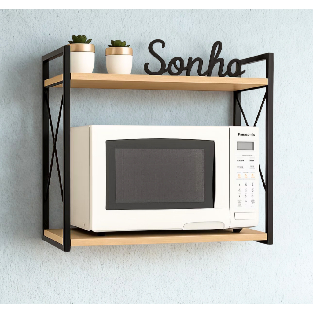 Prateleira Nicho Industrial Cantinho Café Barzinho Suporte Micro-ondas Ferro Decorativa
