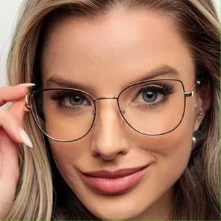 Armação de Óculos Feminina Gatinho Metal Retrô Elegante Leve Sem Grau em Oferta na Shopee