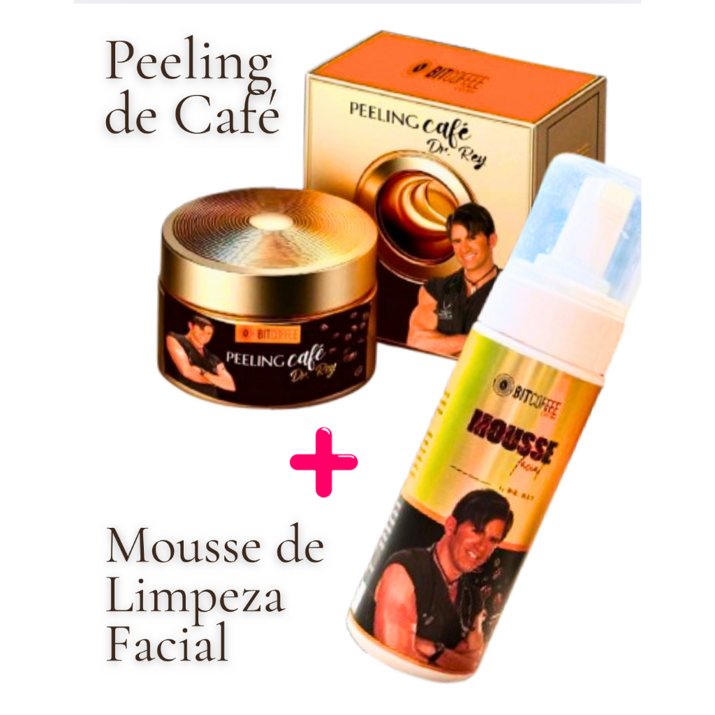 Kit Skin care Peeling de Café + Mousse Facial BitCoffee by Dr. Rey – Limpeza e Renovação da Pele