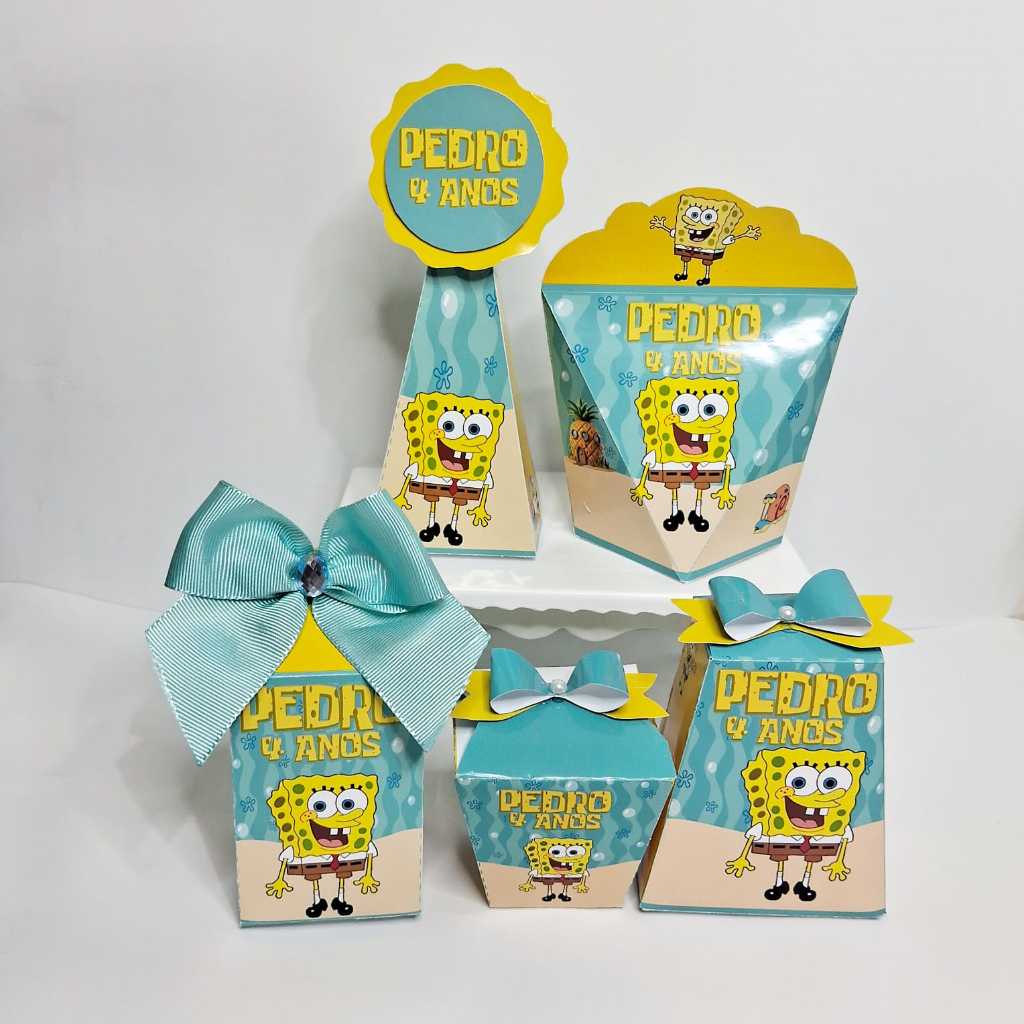 Kit de Caixas Bob Esponja Personalizada / Lembrancinha de Festa /Aniversario