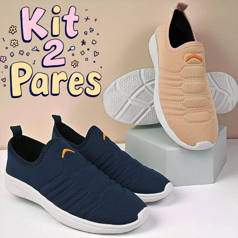 Kit 2 Pares de Tênis Esportivo Feminino e Masculino