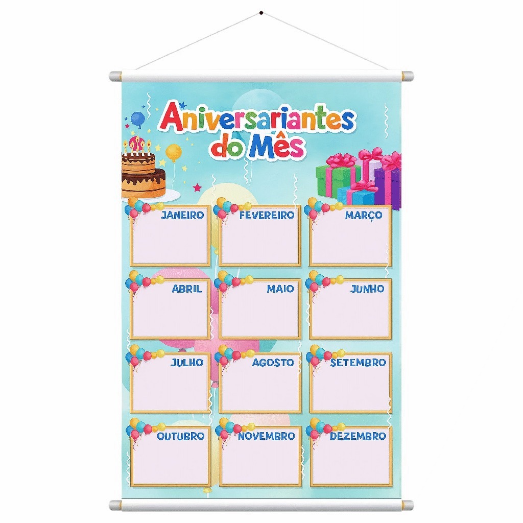Banner Painel Aniversariantes 120X80 do Mês em Lona – Decoração Escolar ou Corporativa em Oferta na Shopee