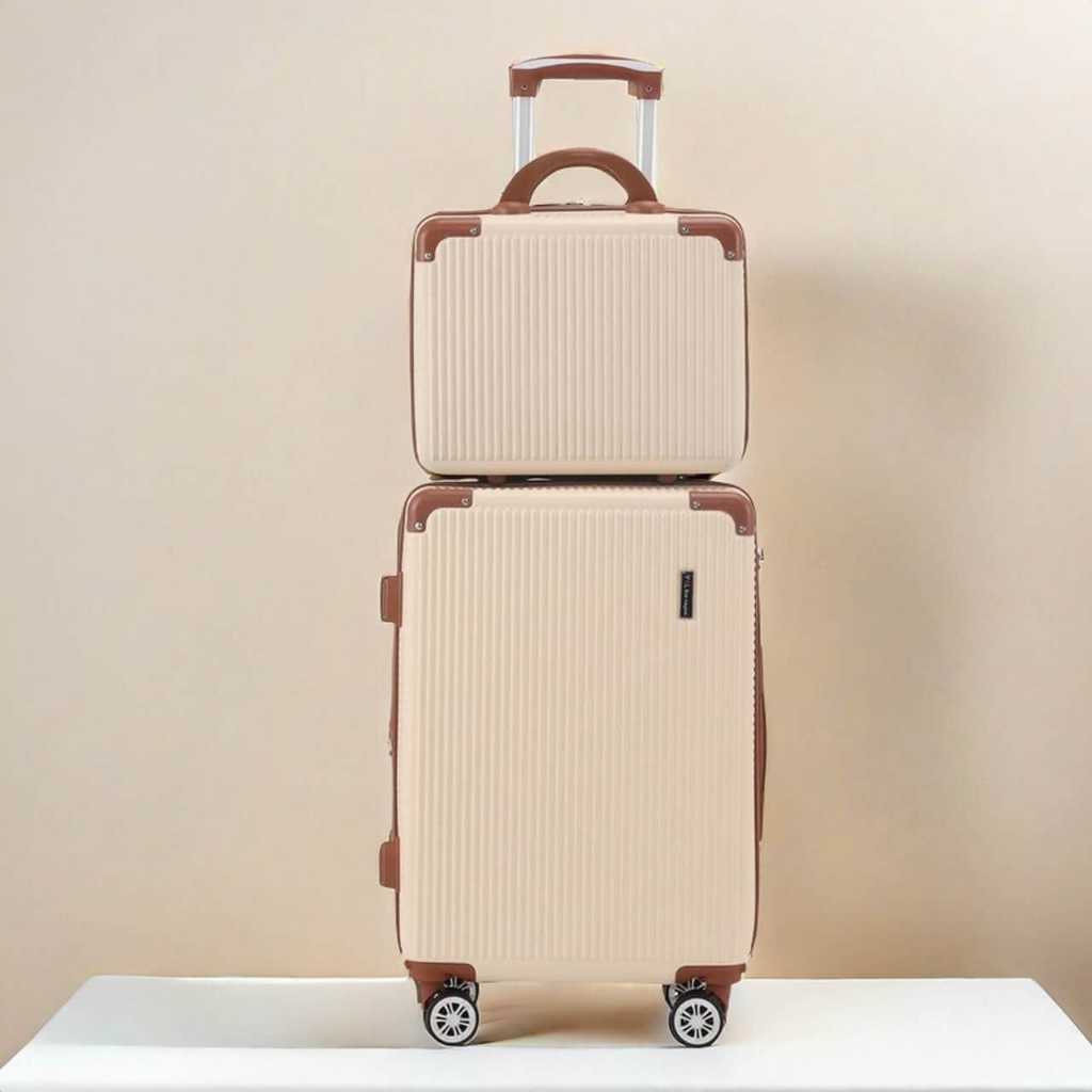 KIT DE MALA DE VIAGEM 10 KG Ziper Extensível 4 Roda Gira 360 Grau Fibra + Frasqueira BRANCO em Oferta na Shopee