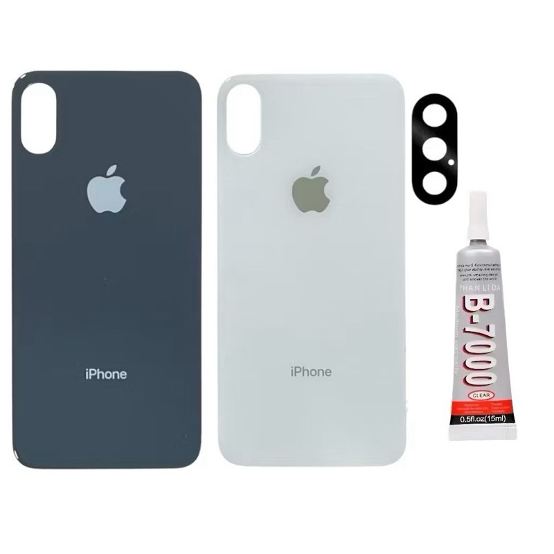Tampa traseira De Vidro COM FURO MAIOR LENTE COLA IPhone X + Cola B7000 ou T7000 15ml