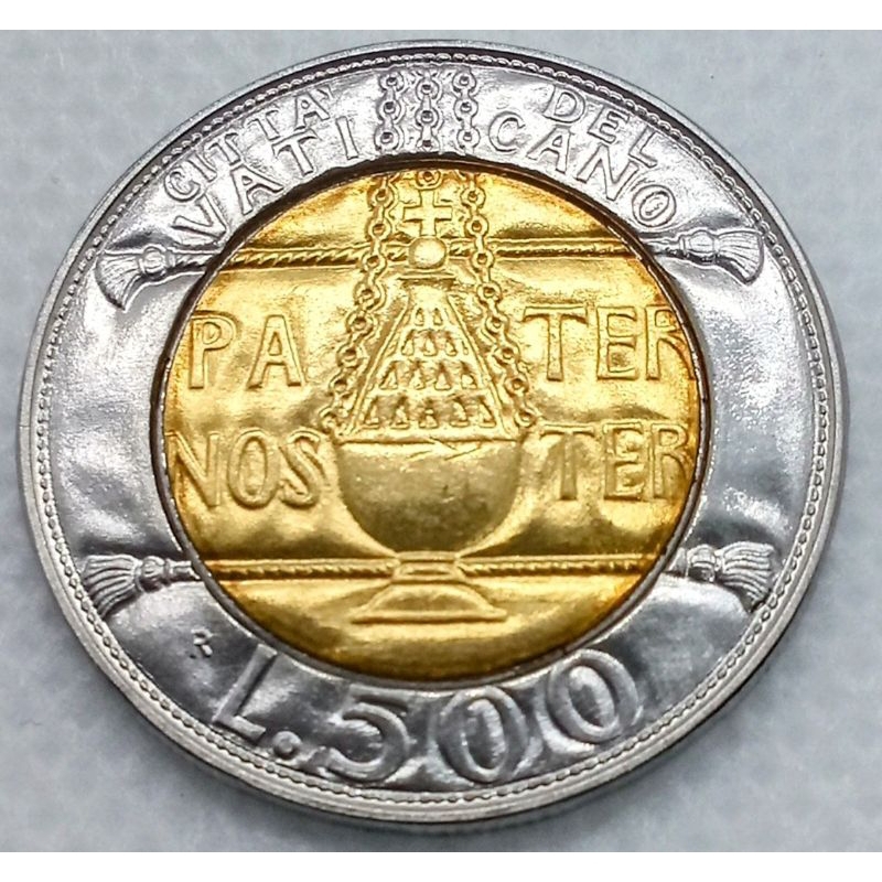 Moeda Bimetálica 500 Liras Vaticano João Paulo II - FC