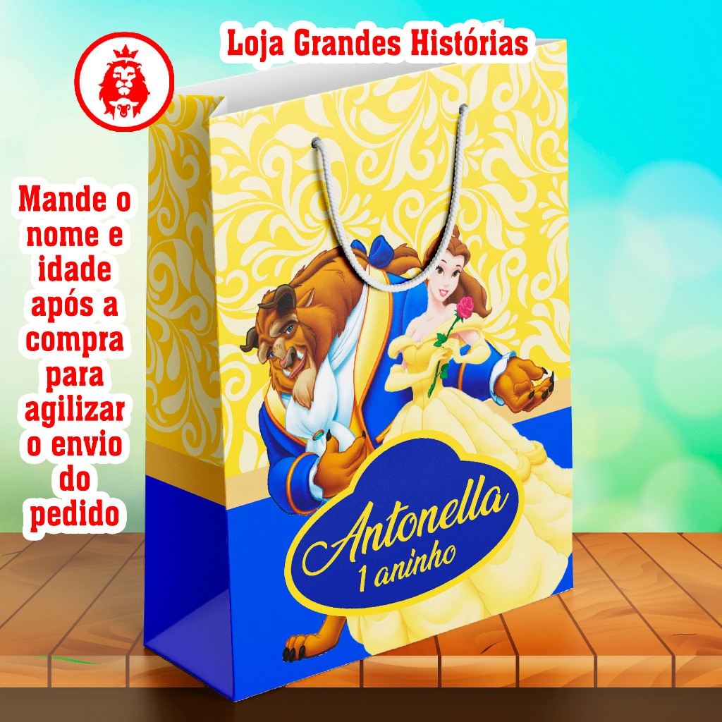 Sacolinhas Personalizadas - A Bela e a Fera 1 - Lembrancinhas em Oferta na Shopee