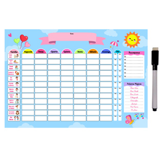 Quadro De Rotina Infantil Recompensa - Quadro de Organização de Atividade e Incentivo - Menina em Oferta na Shopee