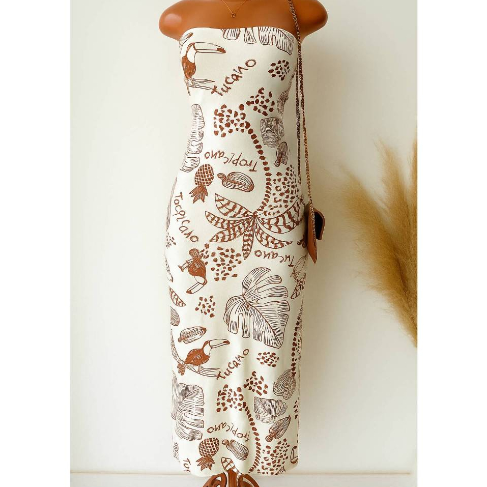 Vestido Feminino Tomara que Caia Estampa Tropical Tucano – Verão Elegante em Oferta na Shopee