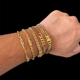 Pulseiras Grossa Masculina Banhada a Ouro 18k Fecho Gaveta Vários Modelos Bracelete Promoção em Oferta na Shopee