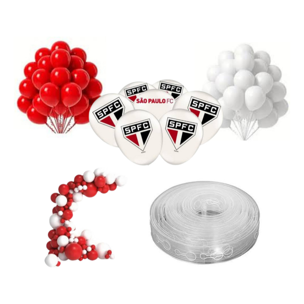 Kit Arco De Balões São Paulo 85 Bexiga + Fita Arco De Balões
