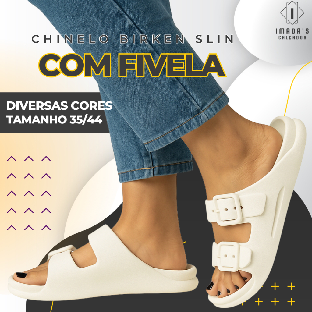 Chinelo Birken Slin Sandália Slide Flexível Com Fivela Ajustável Confortável Moderno Envio Imediato