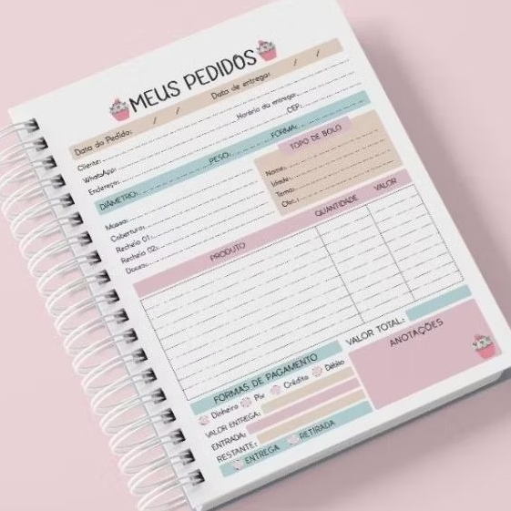 Agenda de Pedidos Confeitaria - Doceria - 200 páginas