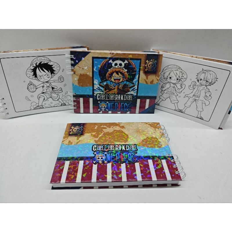 One piece Caderno de Colorir Premium 50 Folhas | Capa Dura + Acetato | Papel 150g