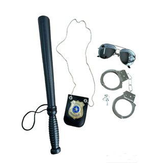 Kit Fantasia Policial Algema+Cassetete+Óculos em Oferta na Shopee