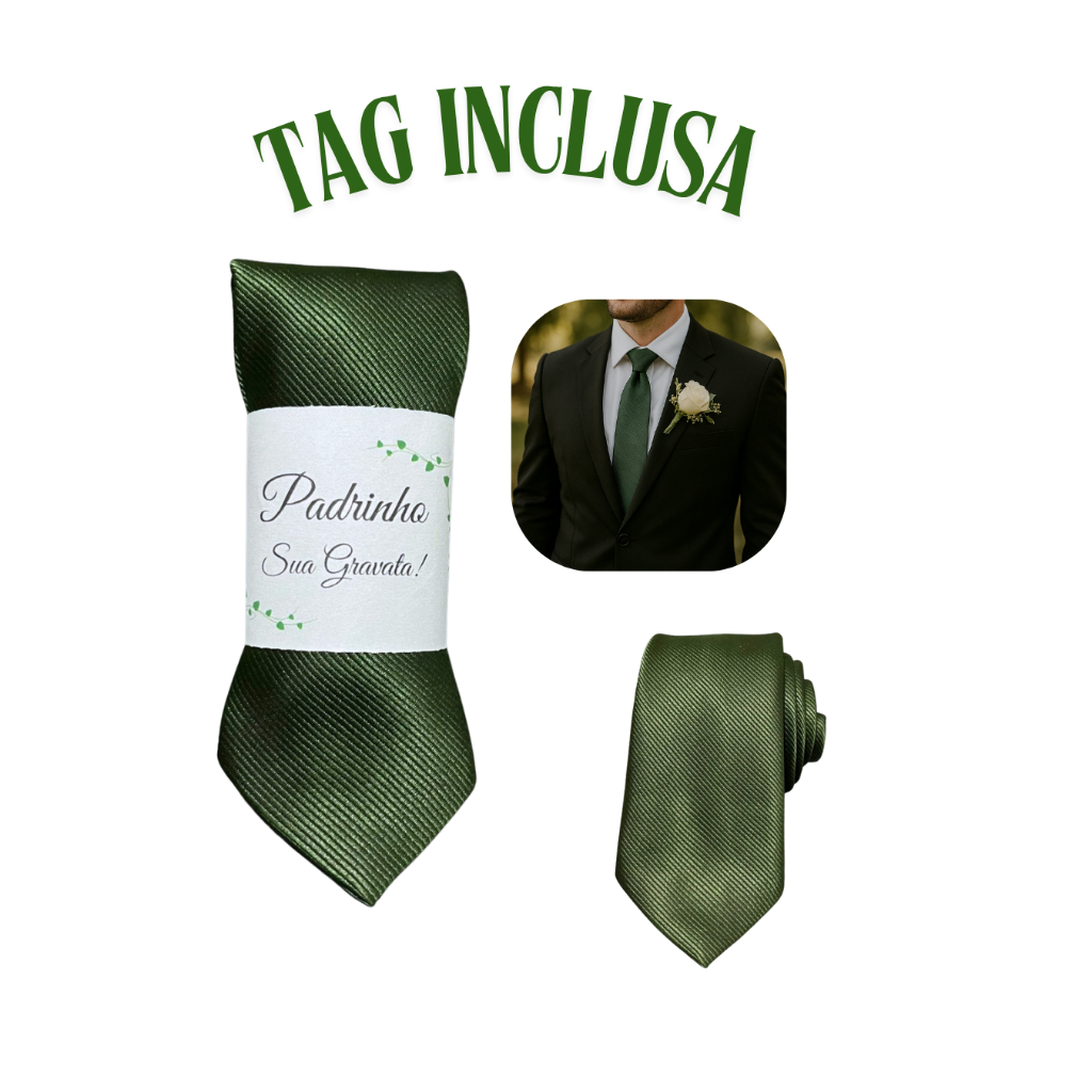 Kit 4 a 17 gravata verde oliva Para padrinhos de casamento