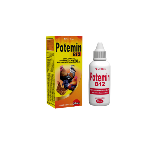Detalhes do Vitamina VetBras Potemin B12 -20 ml- Para Aves Pequenas (Passaros) e Galinhas