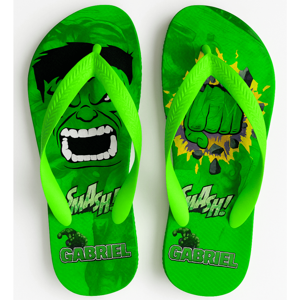 Chinelo do Hulk COM NOME Personalizado Infantil Adulto Sandalia Hulk , 3 modelos em Oferta na Shopee