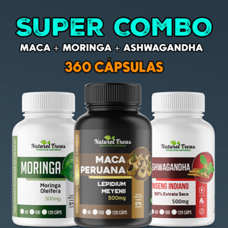Kit 1 Moringa + 1 Maca + 1 Ashwagandha 360 Capsulas Suplemento 100% Natural 500mg em Oferta na Shopee
