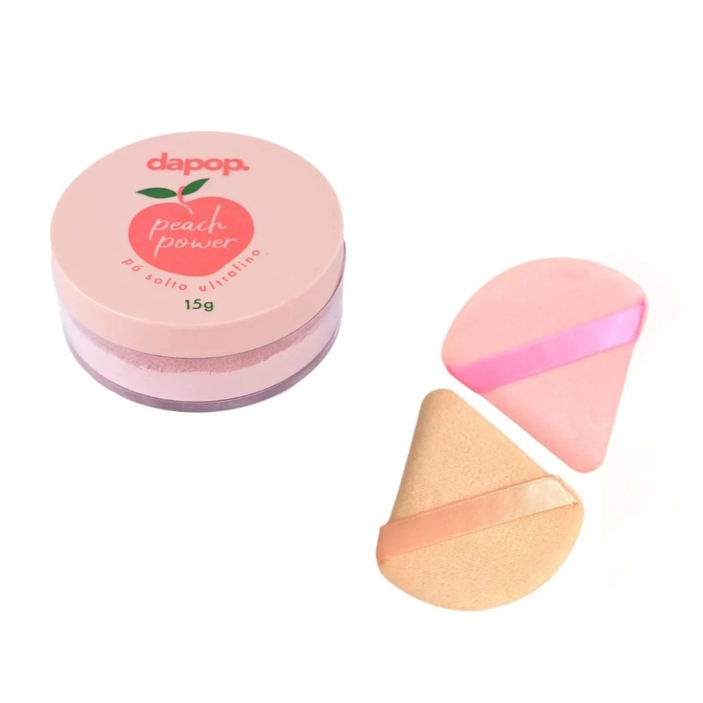 Kit Pó Ultrafino Pêssego Dapop 10g + 2 Esponjas Triangulares