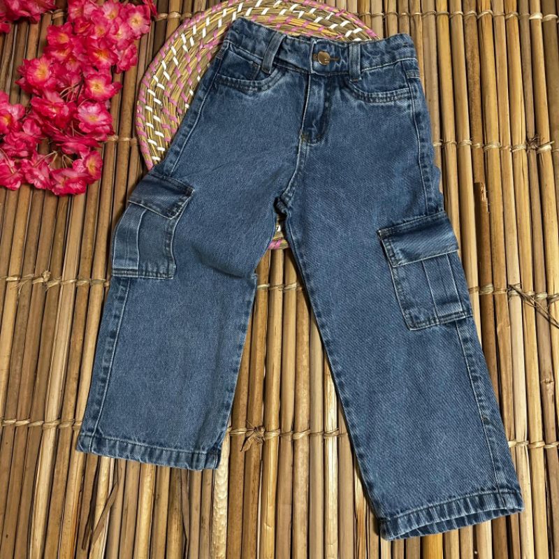 CALÇA INFANTIL MENINAS WIDE LEG CARGO LEANDRA JEANS MENINAS em Oferta na Shopee