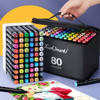 24/36/48/60/80 Cores Caneta Marcadora canetinhas coloridas Kit Com Ponta Dupla/marcador touch/caneta marker/Escritório em Oferta na Shopee
