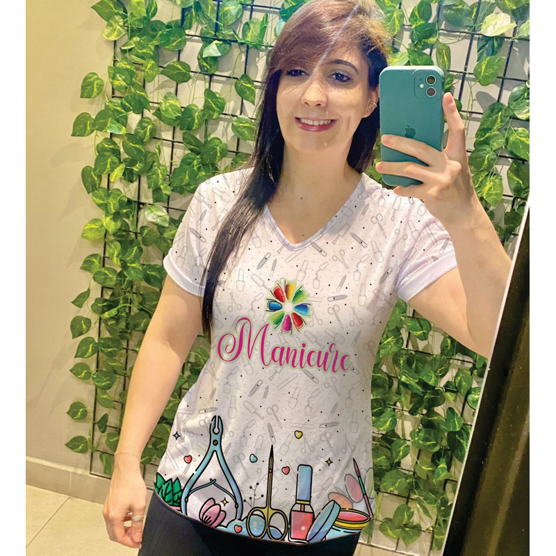 Camiseta Manicure feminina estampa sublimada