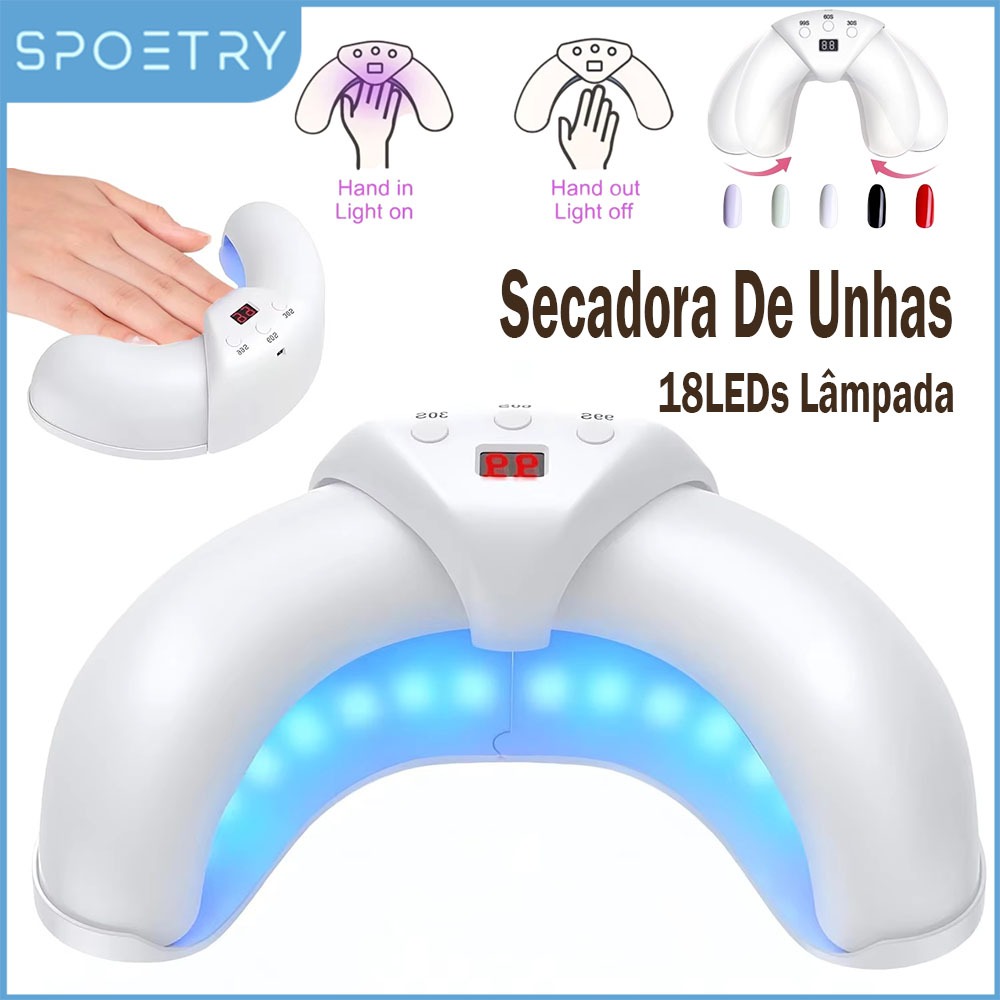 Secadora De Unhas 18LEDs Lâmpada UV LED Para Manicure De Gel De Polimento Display LCD Ferramenta De Luz
