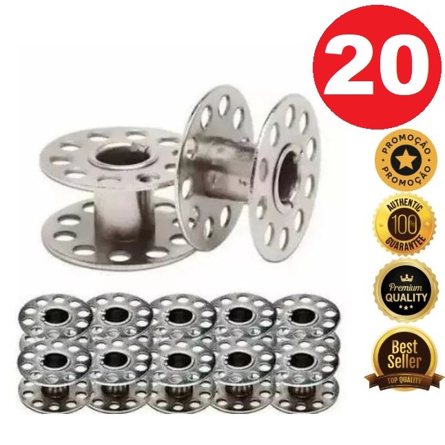20 Bobina Alta de Metal para Máquina Doméstica | Carretilha Resistente Compatível com Várias Marcas em Oferta na Shopee