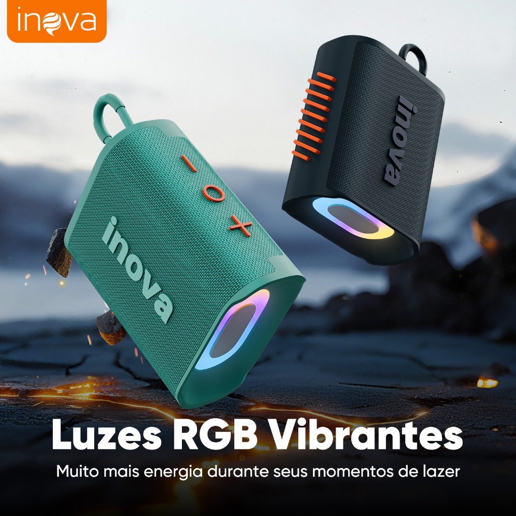 Inova Caixa De Som Go 4 Pro Bluetooth Portátil À Prova D 'Água Luz RGB Sem Fio Com Bateria Esportiva