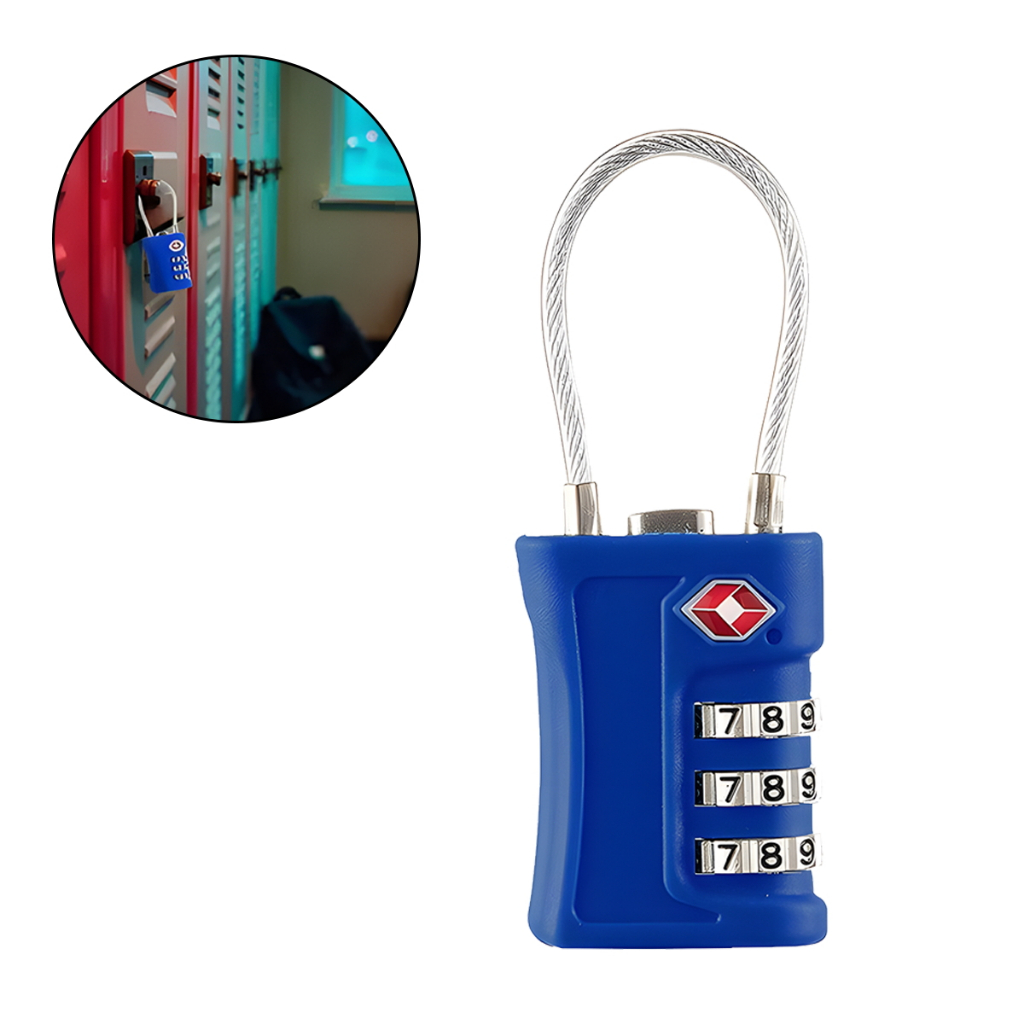 Imagem Cadeado TSA 007 Aprovado - Para Mala e Mochila - Senha 3 Dígitos, Cabo de Aço Reforçado - Não Confisque no Aeroporto