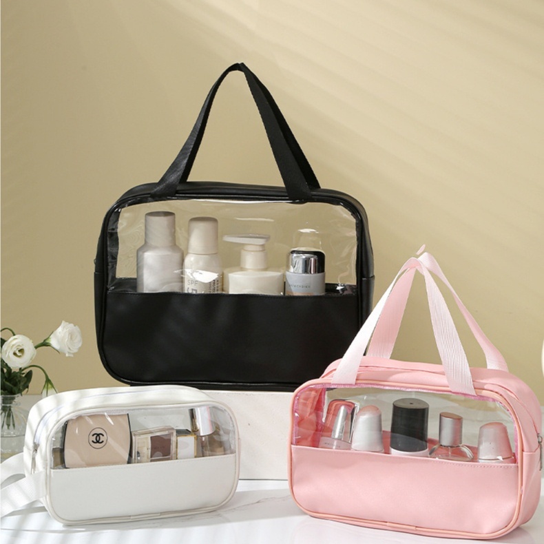 Kit 3 Necessaire Maquiagem Feminina Bolsa Transparente à Prova Dágua Lavagem Viagem - Q3 em Oferta na Shopee