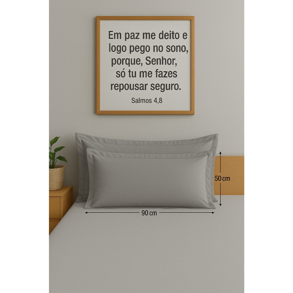 Par de Fronhas c/Abas Travesseiro Grande Cama King 90x50 Percal 400Fios-Ideal Decoração Quarto, Casal