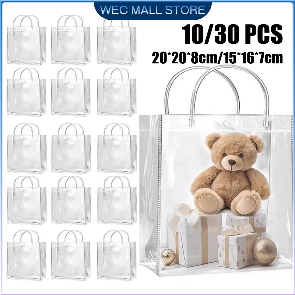 Kit 30/10/20 sacos de presente de plástico de PVC transparente reutilizável sacos de presente em Oferta na Shopee
