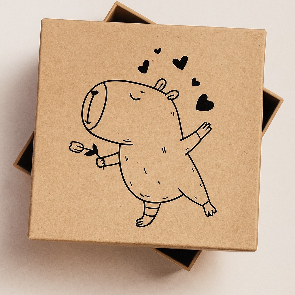 Caixa MDF 20x20x10 com Desenho de Capivara Fofa Vazado a Laser Artesanato Decorativo